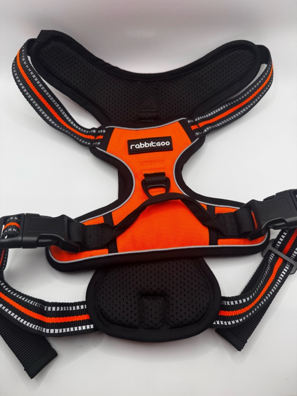rabbitgoo Reflective Orange Dog Harness - Padded No-Pull Chest Harness